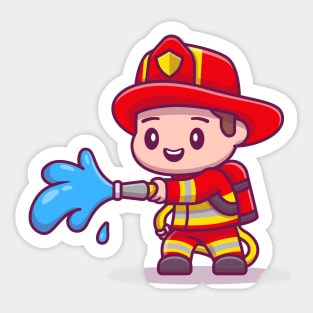 Cute Firefighter Sticker